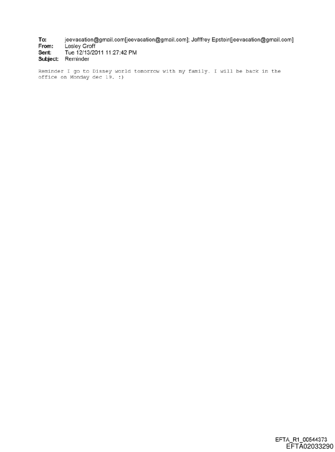 Disney World Email